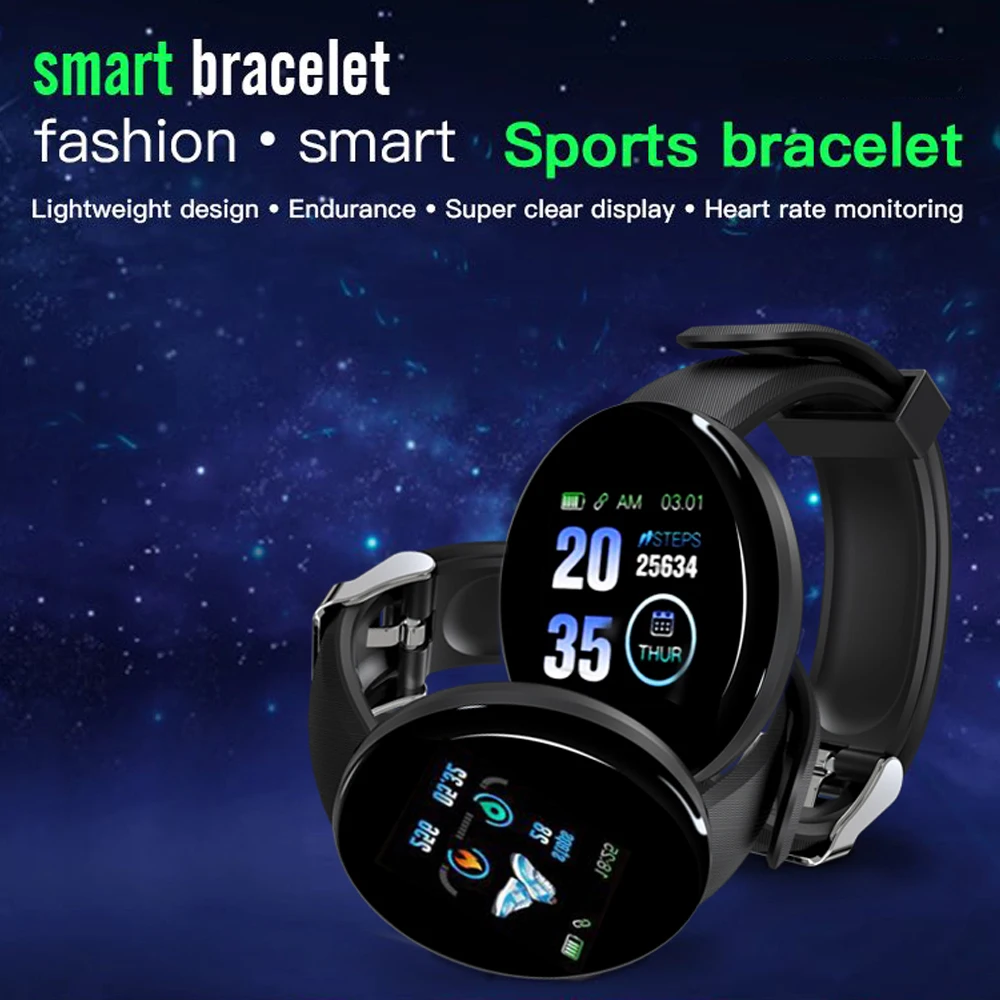 D18 новые умные часы для мужчин, кровяное давление, Круглые, Bluetooth, умные часы, женские часы, водонепроницаемые, спортивные, трекер, WhatsApp, для Android Ios