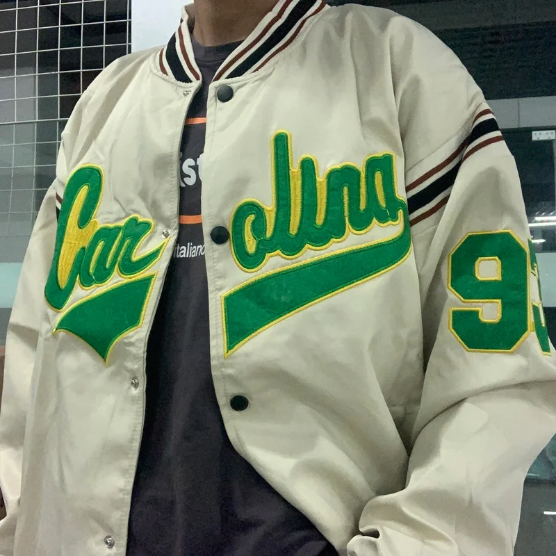 Hip Hop Baseball Womens Jacket Couple Loose Street Retro Button Jacket Y2K Aesthetics 2021 Fall Hot Hip Hop Loose Ins Jackets 1