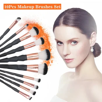 

10Pcs Makeup Brushes Set Synthetic Hair Foundation Powder Eye Cosmetic Brushes Multifunction Professional Make Up Brushes