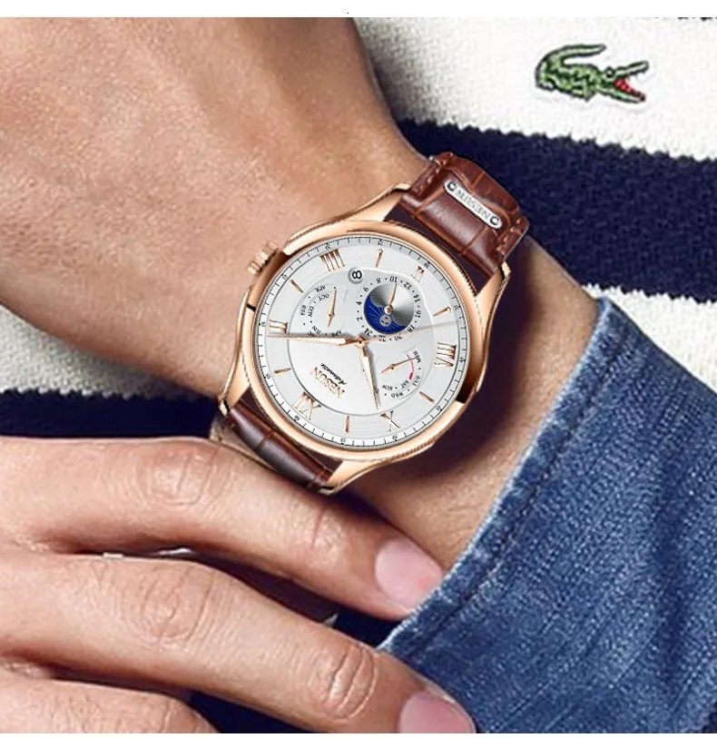 Switzerland NESUN автоматические механические часы мужские Moon Phase часы люксовый бренд светящиеся стрелки сапфир водопроор N9030
