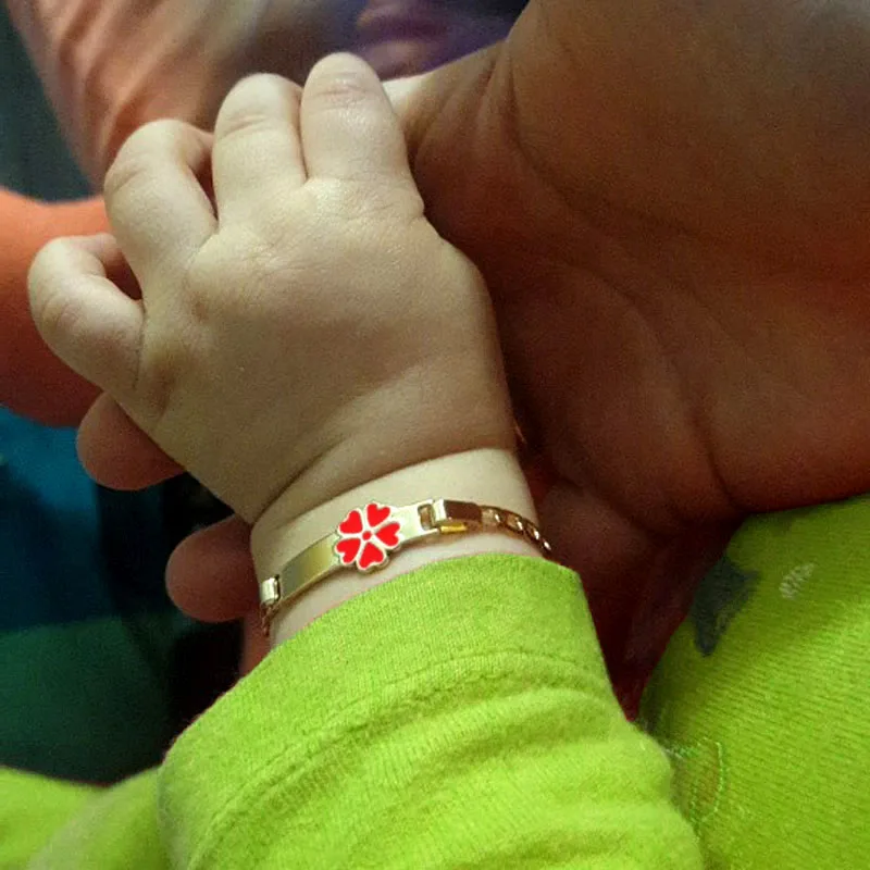 

Red Flower Kids Bracelets Baby Armband Children Jewelry Christmas Gold Bracelet Bebe Accesorios Bracciali Bransoletka Teen B0929