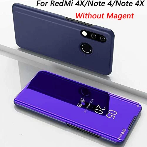 

For xiaomi redmi 4X with Mirror Flip Stand Cover Smart Leather View Case For redmi Note 4X phone case for note4 case shell