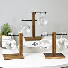 Настольная лампа стеклянная гидропонная ваза цветочный горшок с деревянным поддоном офисный Декор MYDING