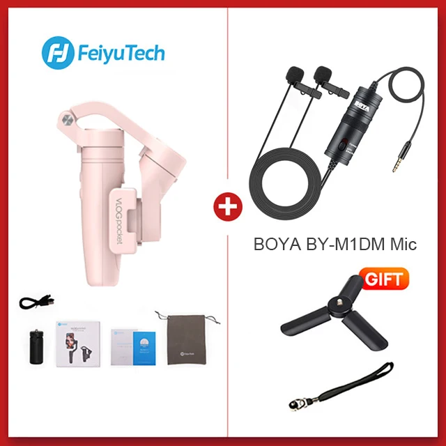 add M1DM Microphone FeiyuTech Vlog Карманный 3-осевой ручной карданный стабилизатор смартфона для iPhone X 8 HUAWEI P30 pro mi 9 Xiao mi VS DJI Osmo Mobie 3 - Цвет: add M1DM Microphone
