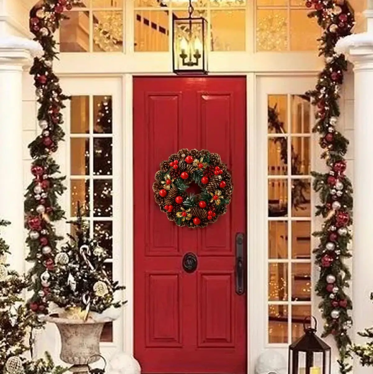 Рождественский венок ручной работы из ротанга Подвеска гирлянда торговый центр Рождественская елка дверь украшение венок