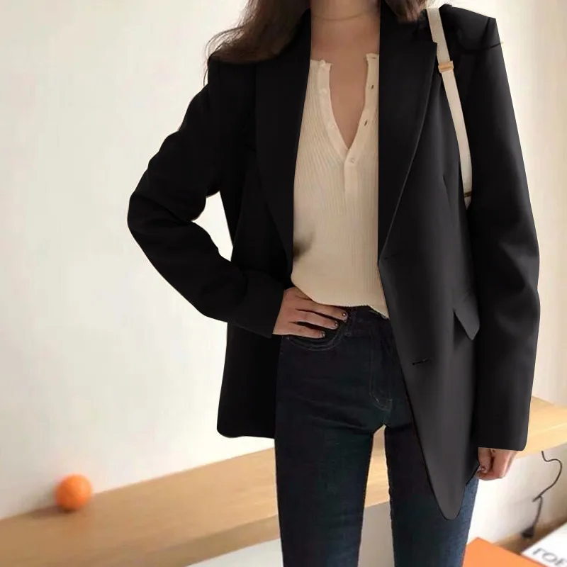 2021 New Oversized Office Lady Jackets For Women Temperament Female Blazers Autumn Casual Long Sleeve Blazer Overcoats
