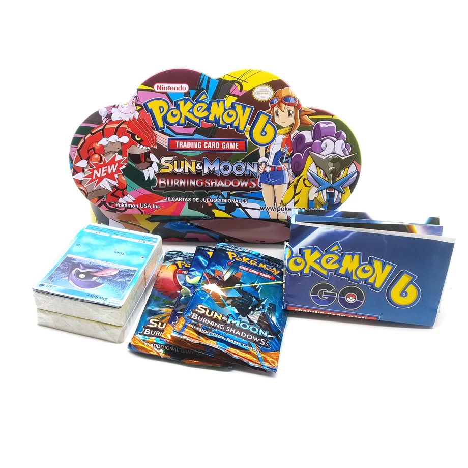Koop 102 Stks set Pokemon Draagbare Blikken Doos Takara Tomy Battle Speelgoed Hobby Hobby Collectibles Game Collection Anime Kaarten Voor Kinderen