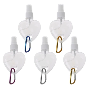 

5Pcs 50ml Portable Heart Spray Bottle Mister Bottle Holder Keychain Carriers K1KB