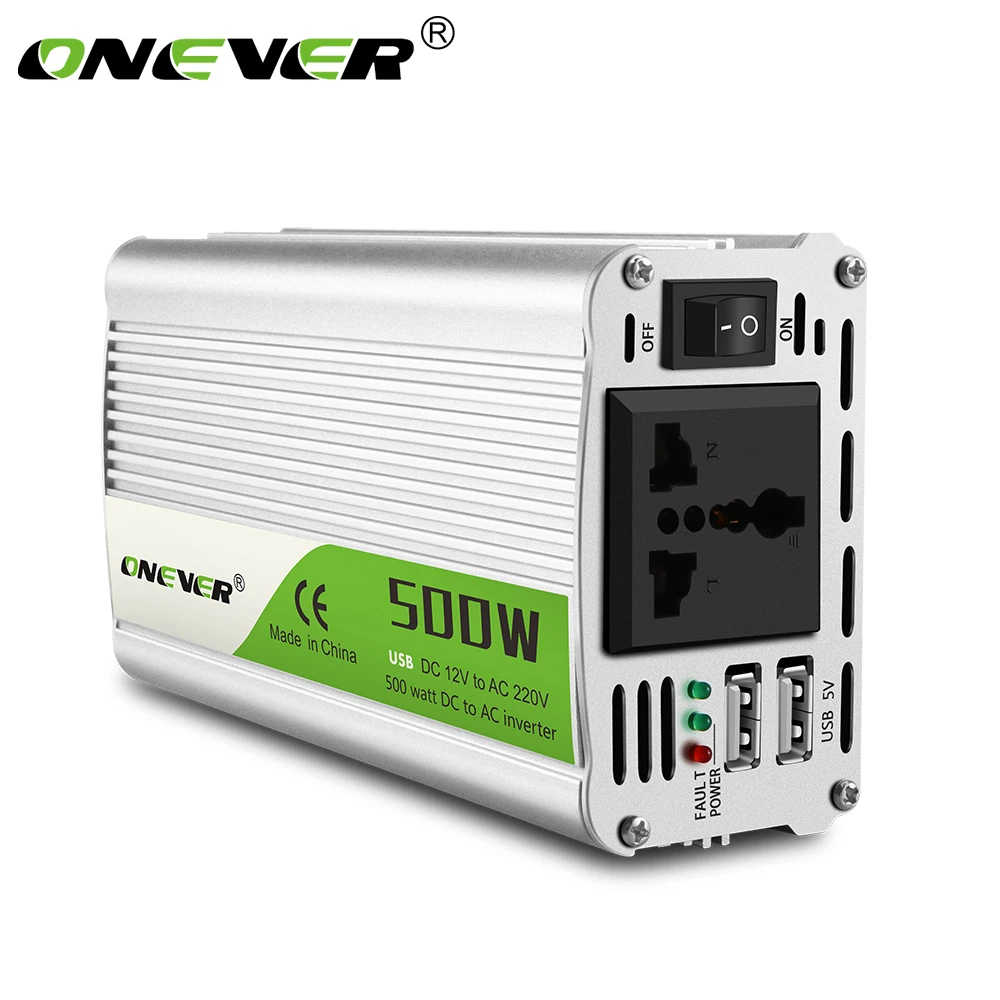 Onever 500W Inverter 12 V 220 Voltage Transformer DC To AC 12V 220V Power Converter With Dual USB Car Charger Adapter Hot | Автомобили и