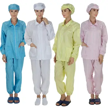 

2Pcs Unisex Zip Closure Pockets Coat Long Pants Anti-static Protection Suit Set Suitable for those who work in laboratories