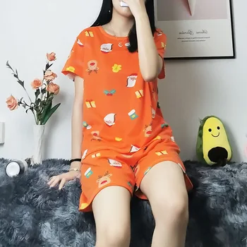 

New Style Pajamas Women's Summer Short-sleeved Shorts Thin Cartoon Sweet Women's Household Comfortable Leisure Suit Summer