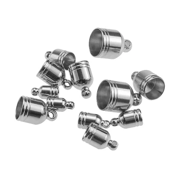 

10pcs/lot Stainless Steel Clasps Hooks Cords End Caps Cord 4/5/6/7/8/10mm Jewelry Making Bracelet Necklace DIY Jewelry Findings