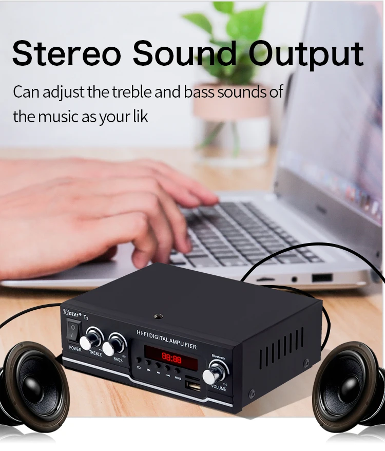 Автомобильный Hi Fi Усилитель kinter T2 аудио 2.0CH 20 Вт стереозвук для bluetooth USB TF вход FM