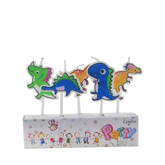 5 шт./партия, вечерние товары с рисунком динозавра Минни, Микки, покемона, Человека-паука, детская Праздничная Свеча для торта вечерние украшения - Цвет: Dinosaur
