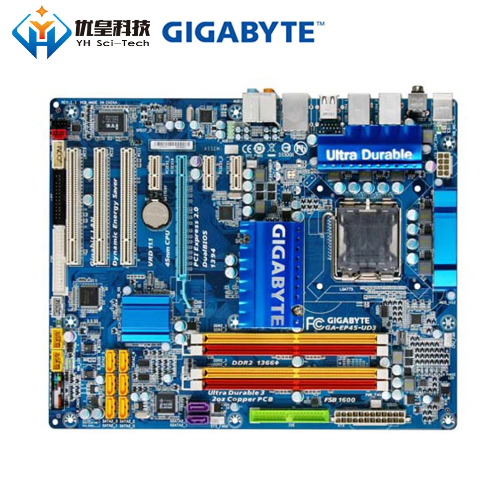 Original Used Desktop Motherboard Gigabyte GA-EP45-UD3 P45 LGA 775 Core 2 Extreme/Core 2 Quad/Core 2 Duo DDR2 ATX