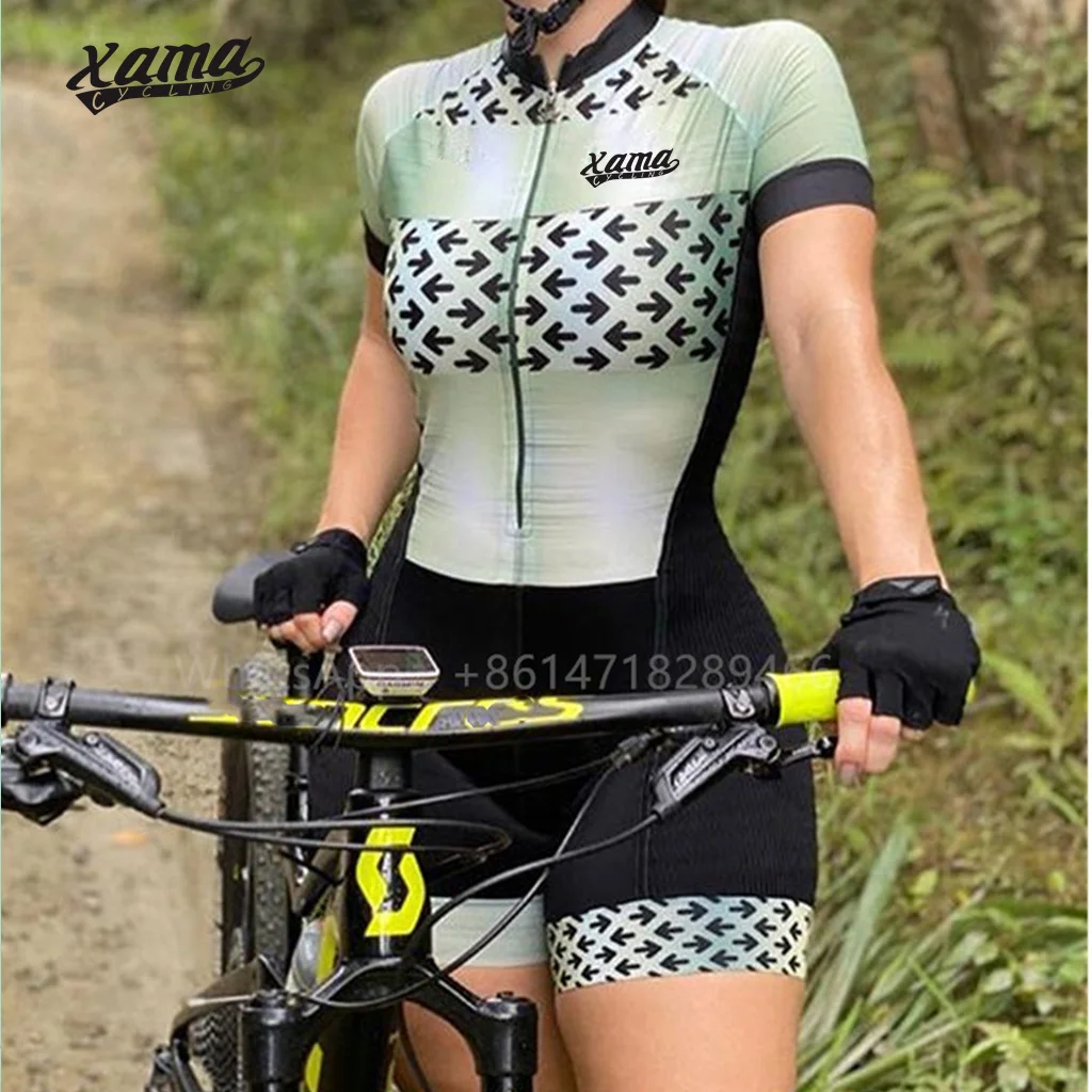 Xama Cycling Green Womans Tri Suit Professional Team Racing Clothing Cycliste Skinsuit Ciclismo Speedsuit Mtb Uniform Kits