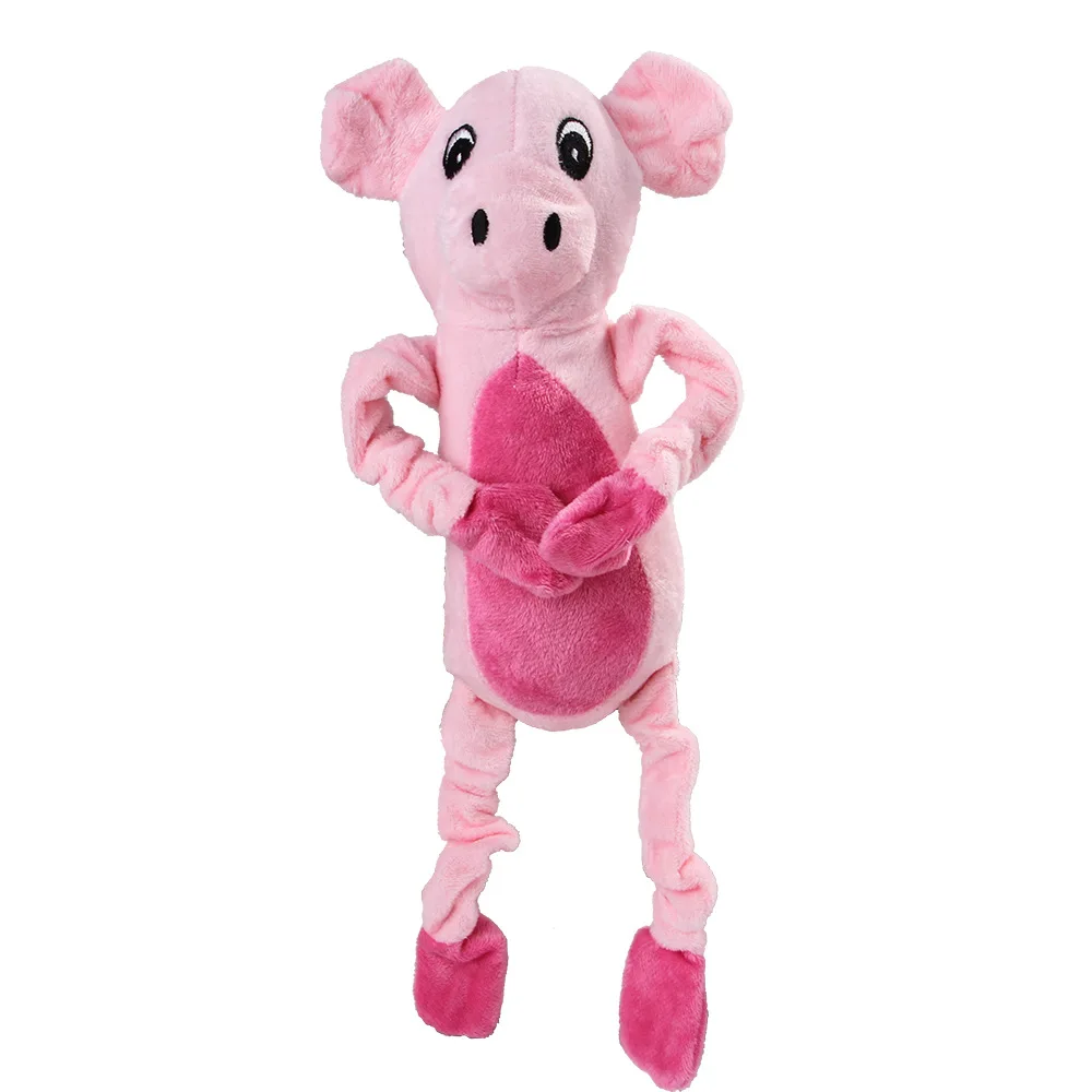 pig Прочные игрушки для домашних животных, плюшевые звуковые скрипучие игрушки, милые животные в форме чучела, Обучающие жевательные игрушки, детские вокальные животные, розовая свинья - Цвет: pig