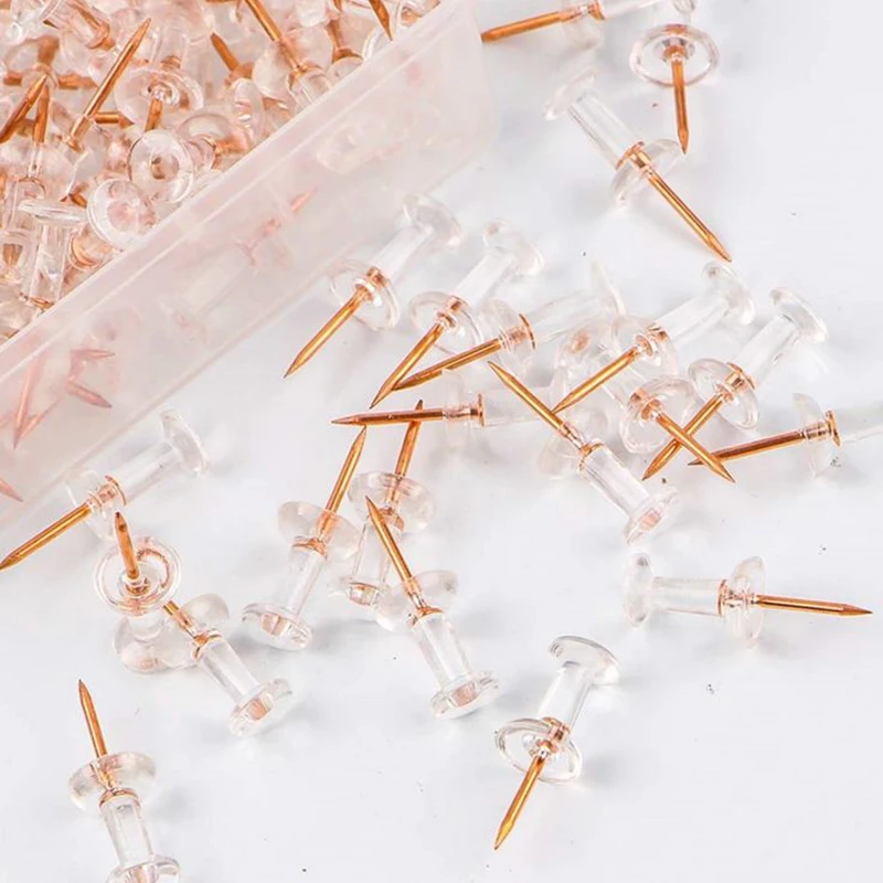 Buen trato 80 unids/set de plástico transparente de oro rosa alfileres pulgar Thumbtack de pines dibujo Pared de fotos pendientes Oficina escuela suministros aVjgZZ3Kl