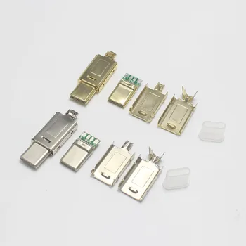 

EClyxun 2set Gold-plated USB 3.1 4P Type C Male Plug Welding USB-C 4 in 1 DIY Repairs Cable Charger Connector for Phone ect