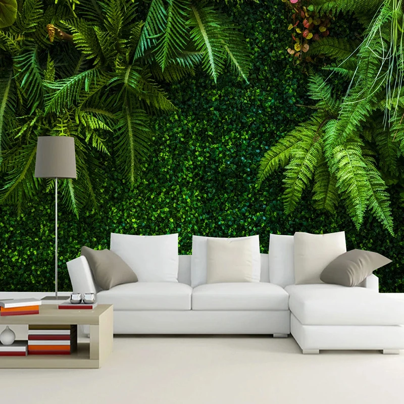 Пользовательские 3D обои тропический лес зеленые листья фрески Ресторан Кафе Гостиная ТВ домашний Декор Фон настенная живопись фрески