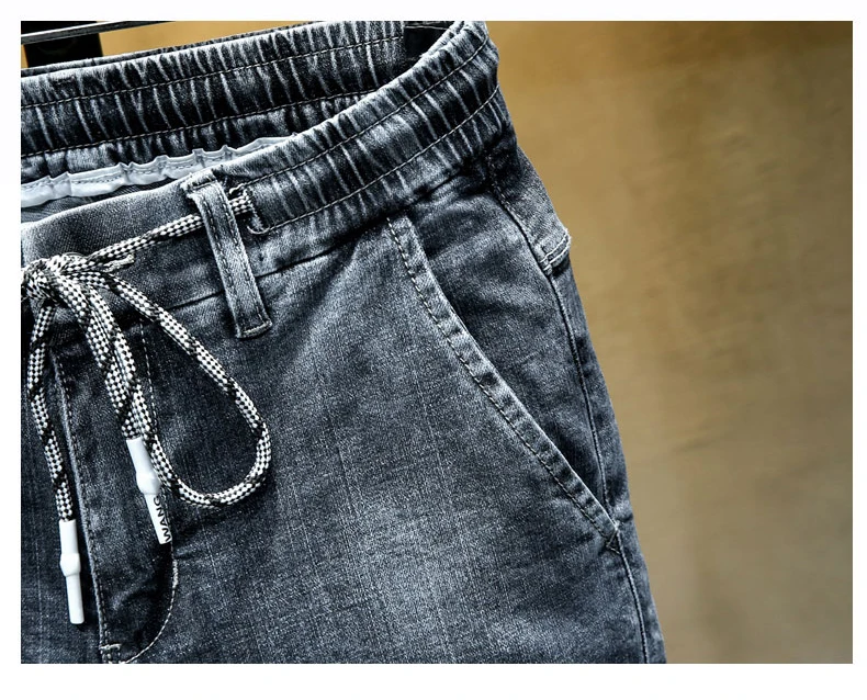 KSTUN Jeans for Men Blue Gray Loose Fit Patched Elastic Waist Leisure Good Quality Men's Clothes