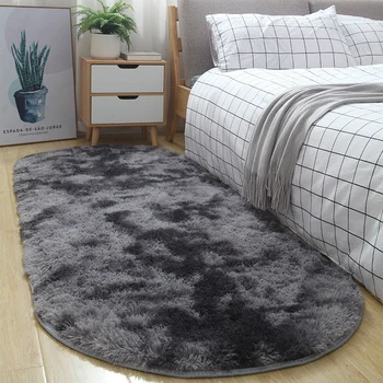 

Oval bedroom carpet Nordic simple thick plush rug living room bedside mat gradient carpet children crawling rug La alfombra