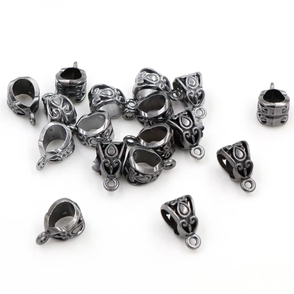 20pcs 13x8x8mm Beads Bails Pendants Jewelry Making DIY Necklace Silver  Plated Gold Black Beads Bails Pendants Charm Beads Bails