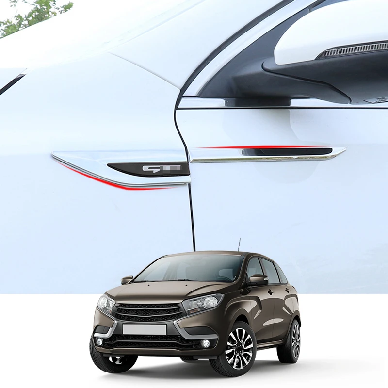 

Car Styling Car Side Leaf Plate Decoration Sequins Leaf Board Side Label Stickers Car Accessories Fit For Lada Xray 2016-2019