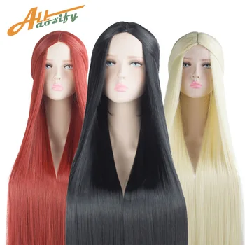 

100cm Brown Blond Pink Purple Red Green Straight hair wig Synthetic cosplay Wig Suitable For black women hair wig for party