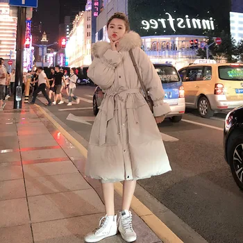 

Down Cotton Jacket 2020 New Style Oversize Tooling Jacket Women's Winter Korean Loose Long Thick Parkas