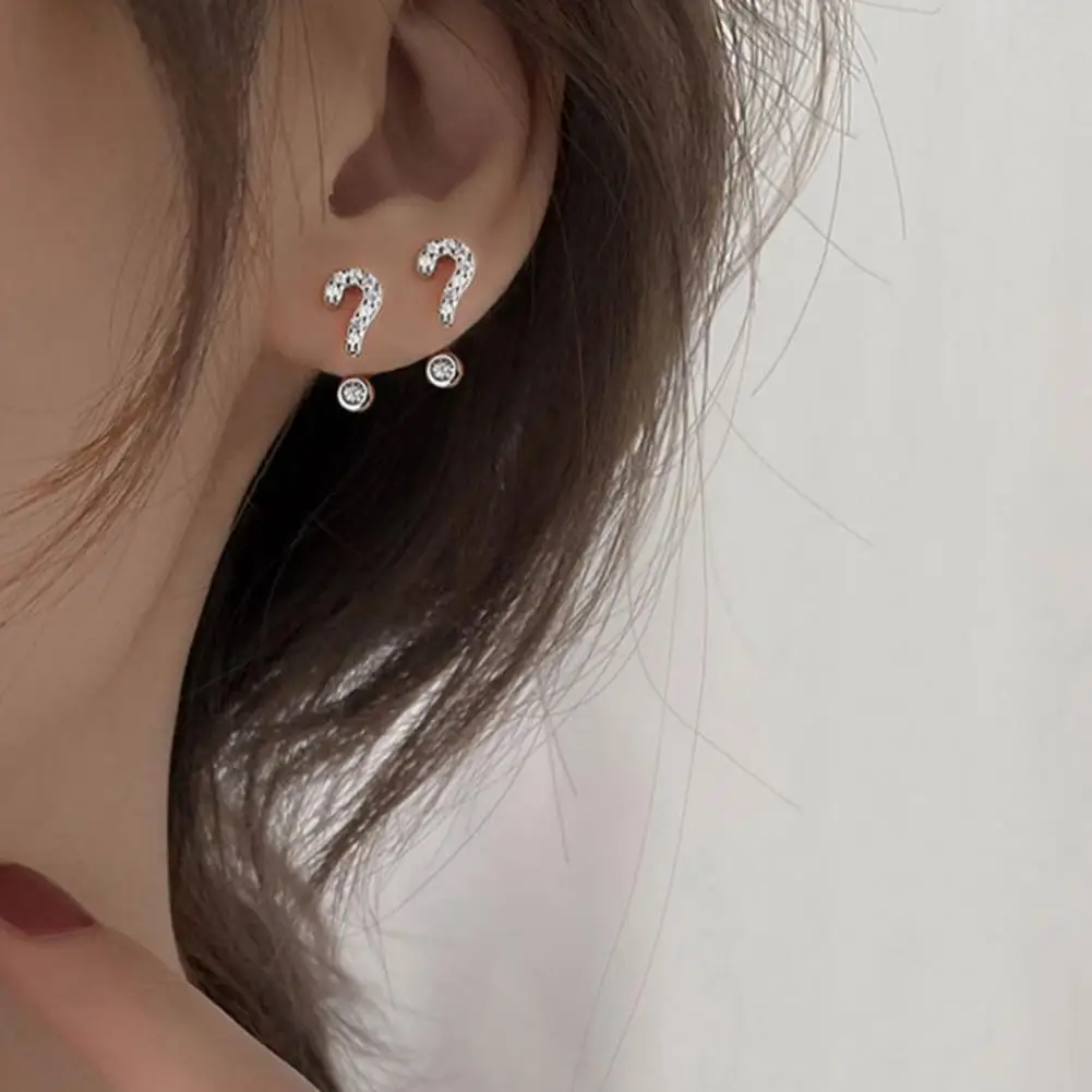 Women 1 Pair Popular Exclamation Mark Question Mark Stud Earrings