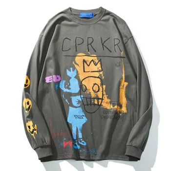 

Graffiti Street Tshirts Men Long Sleeve Hip Hop T-shirt Men Women Streetwear Men's Tee Shirts Cotton