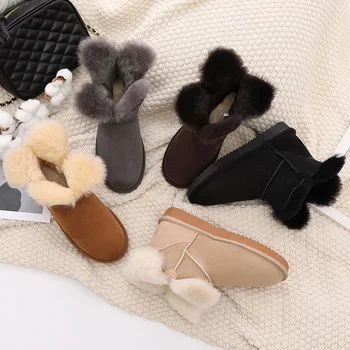 

Sheep Leather and Fur In One Short Snow Boots Wool Winter Warm Non-Slip Short Boots Fur Boots Snow Boots Women Women Shoes