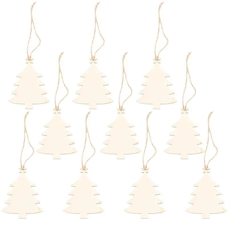 10 шт. Рождественская деревянная подвесная табличка Рождественская елка подвесные украшения