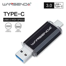 WANSENDA usb 3,0 USB флэш-накопитель OTG 2-в-1 флеш-накопитель 32 Гб 64 Гб 128 ГБ 256 ГБ 512 ГБ флэш-накопитель USB Стик для Тип C Android Системы