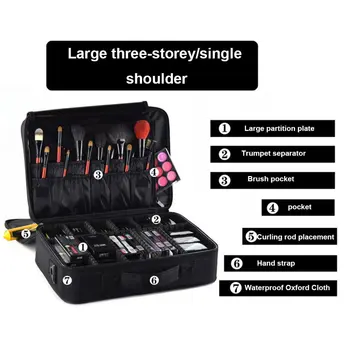 

Multi-Function Travel Cosmetic Bag Professional Hand Nail Art Tattoo Kit Custom Portable Storage Partition Cosmetic Case