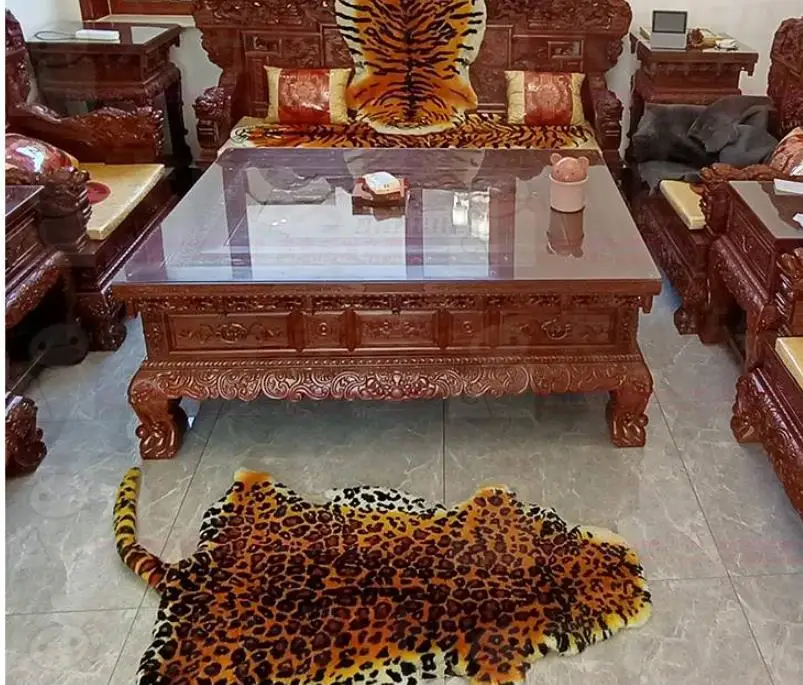 almofada cabeceira tapete imitação tigre leopardo artes