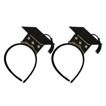 

2pcs Mini Doctor Hat Hair Hoop Graduation Headband Glitter Doctor Cap Headdress Graduation Party Hair Accessary