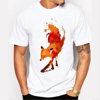 

New Arrivals 2019 Creative painting fox print Men's Fashion T-Shirt Short Sleeve O-neck Tops Hipster Tee funny t shirts men