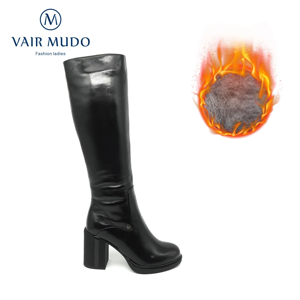 VAIR MUDO 2020 новые брендовые зимние сапоги из лакированной кожи черные модные до