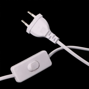

1.8m EU Plug Cable White Line with On/Off Switch Button Power Cord For LED Lamp