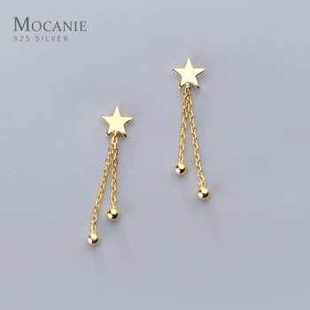 

Mocanie Gold Color Lovely Star 925 Sterling Silver Drop Earring for Women Light Beads Balls Tassel Dangle Earring Fine Jewelry