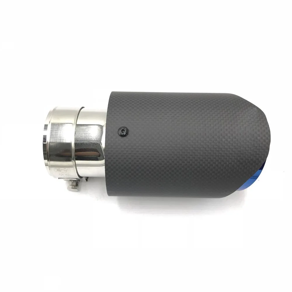 1Pcs Universal ak Exhaust Tip carbon fibre exhaust Tip+ Blue End exhaust muffler Pipe