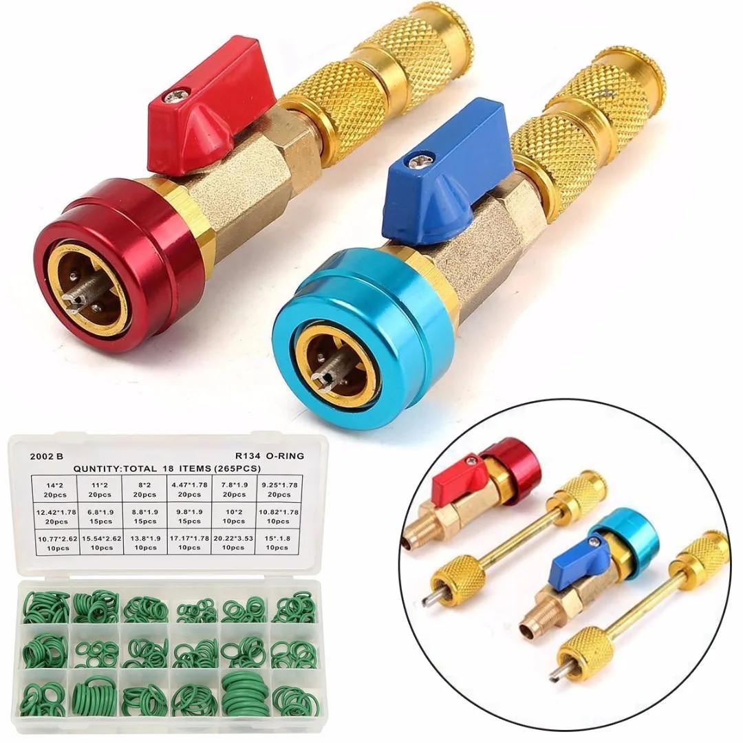 DWZ R134a Valve Core Quick Remover Tool + 265Pcs A/C R12 Car O-Ring Assortment Kit
