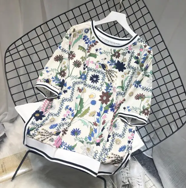 Женские топы и блузки рубашка с коротким рукавом blusas rojas mujer de блузы принтом