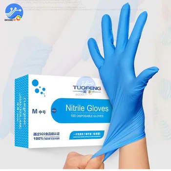

100 pcs/lot Nitrile Gloves Disposable Work Safety Gloves Food Grade Waterproof Household Cleaning Washing Nitrile Gloves