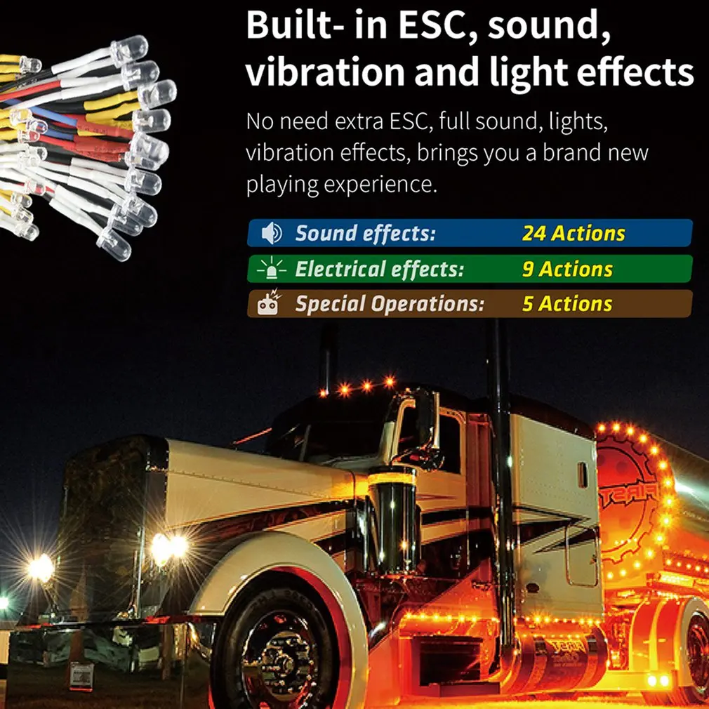 G.T. Мощное освещение Голосовая вибрационная система PRO APP управление для RC автомобилей Запчасти контейнер грузовик управление коробка доска ESC режим
