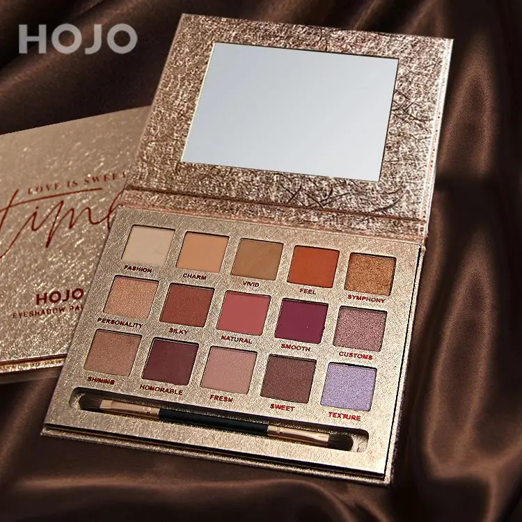 HOJO 15-color eyeshadow tray Delicate eye shadow beginner beauty makeup earth tone shimmer matte eyeshadow