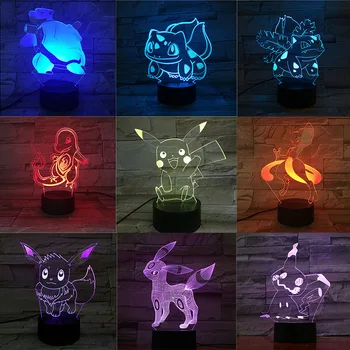 

Takara Tomy Pokemon toys 3D LED Night Light Pikachu Eevee Charizard Jigglypuff Action Figure Toy kids Birthday Gift