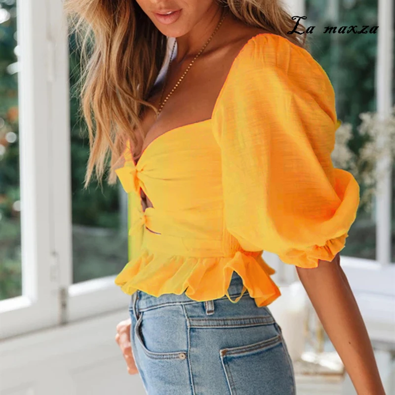2020 Womens Tshirts Short Sleeve Casual Sexy Party Korean Clothes Solid | Женская одежда